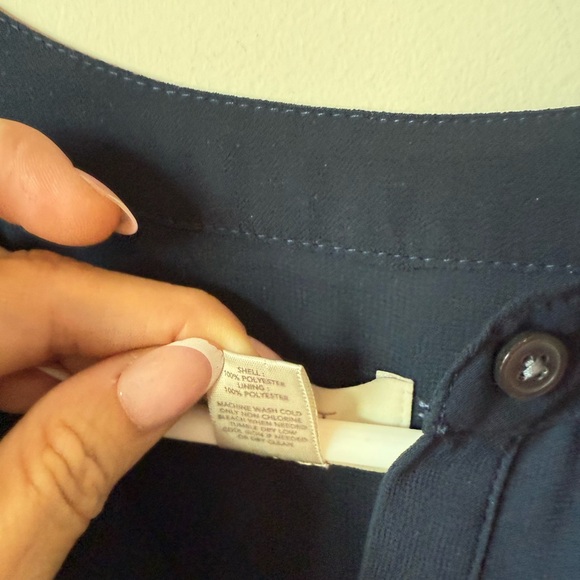 LOFT Navy Blue Long Sleeve semi sheer mini dress size 0 - Picture 7 of 8